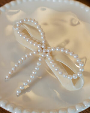 Barrette mariage Grand Jour noeud perles cristal nacrées Marie Joséphine