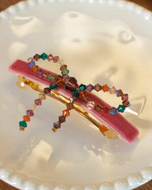 Barrette Sophia perles cristal rose ancien Marie Joséphine