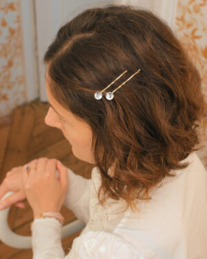 Barrettes bobby pins Etincelle dorées avec cristal taillé Marie-Joséphine