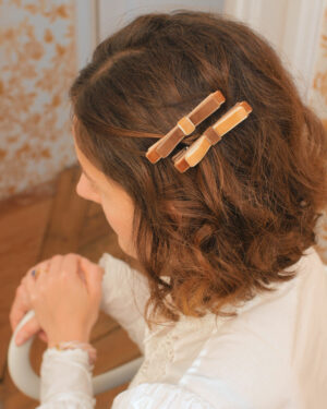 Duo pinces Augustine noeuds velours marron Marie-Joséphine