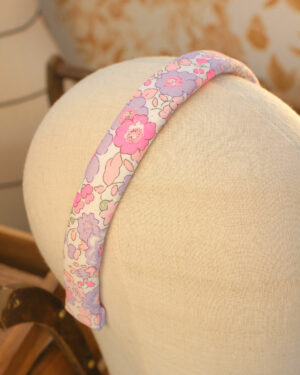 Serre-tête Alice en Liberty Betsy fluo lilas matelassé Marie-Joséphine