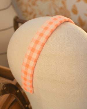 Serre-tête Alice Néon vichy orange fluo et nude