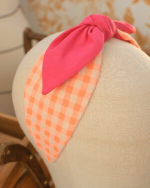 Serre-tête large Aretha néon noeud central coton fuchsia Marie-Joséphine