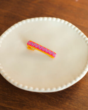 Petite pince Pop abricot rose fluo et argenté Marie-Joséphine