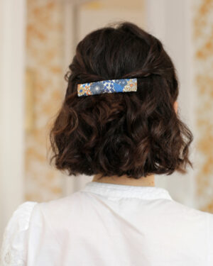 Barrette Hortense Marie Joséphine rectangulaire en liberty Margaret annie bleu