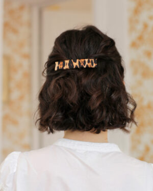 Barrette Hortense Marie Joséphine rectangulaire en soie léopard