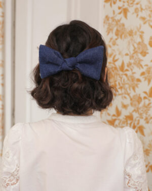 Barrette clip grand noeud Joséphine en denim Marie-Joséphine