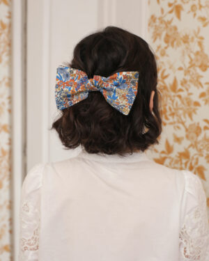 Barrette clip Grand noeud Joséphine Liberty Margaret Annie bleu Marie-Joséphine