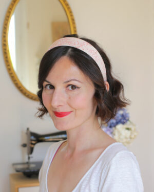 serre-tete ambre Marie-Josephine serre-tete large type bandeau viscose fleurie rose et blanc