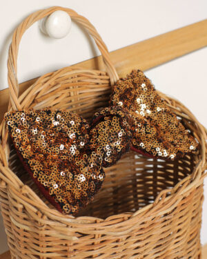 Barrette clip grand noeud à sequins or ancien cuivre Joséphine de la marque Marie-Josephine